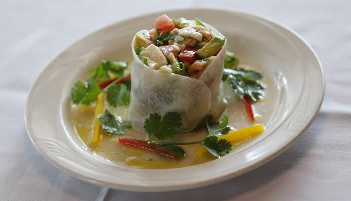 Hutch's ceviche is made with citrus-cured shrimp, scallop and lobster with cilantro and  avocado wrapped in jicama. (Sharon Cantillon/Buffalo News)